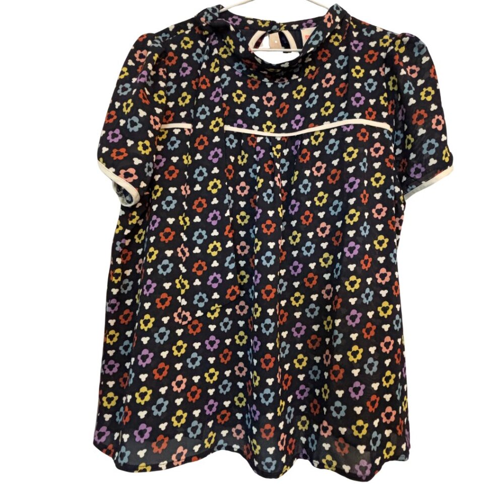 Moon floral top XL with neck bow and open back
